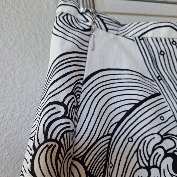 Tracy Reese Womens Silk linen Blend Knee Length Skirt. Black/Cream. Size 0 - Picture 6 of 7